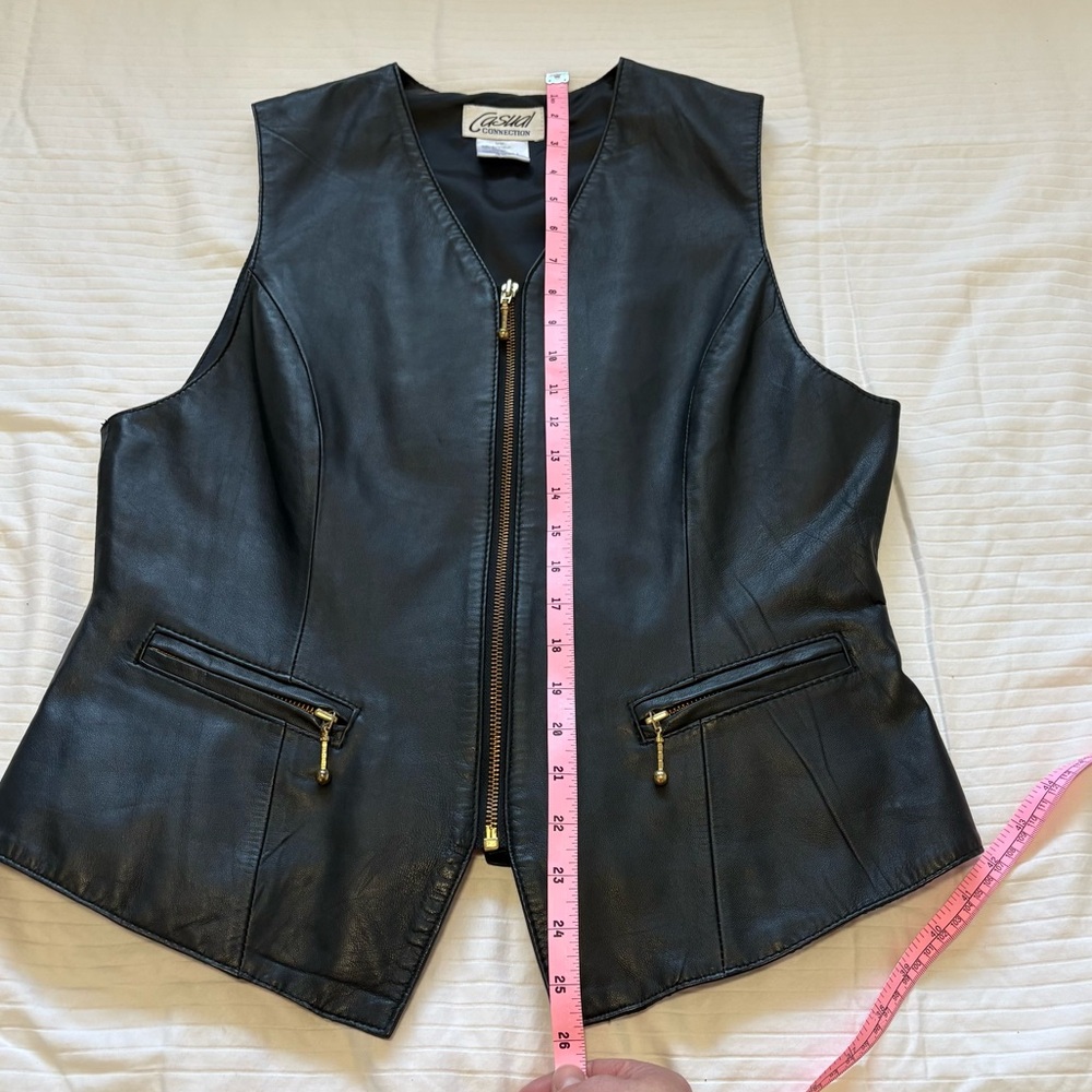 Vintage Y2K Zip Up Black Leather Vest size Medium - Picture 9 of 9